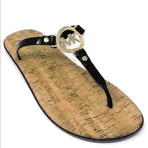 Michael Kors Black & Golf Flip Flops